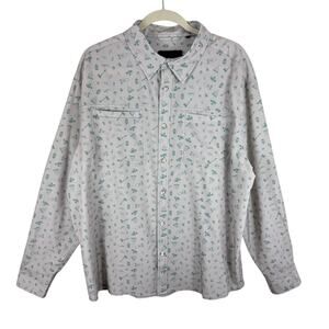 Dakota Cream Green Camping Outdoor Pattern Long Sleeve Quick Dry Button Up Sz XL
